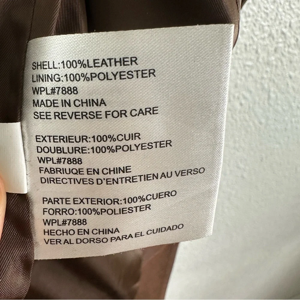 Michael Kors Brown Distressed Leather Long Western Style Button Jacket Size M